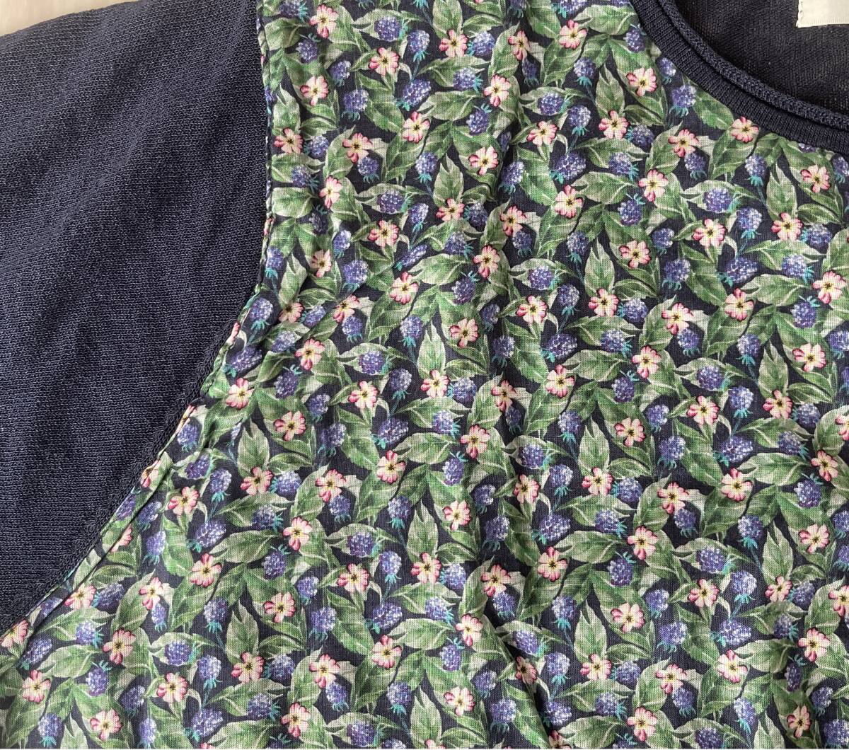 【匿名配送/送料無料】sosotto(ソソット)リバティ前身頃6分袖カーディガン/切替カーディガン/ネイビー紺【未使用】_画像2