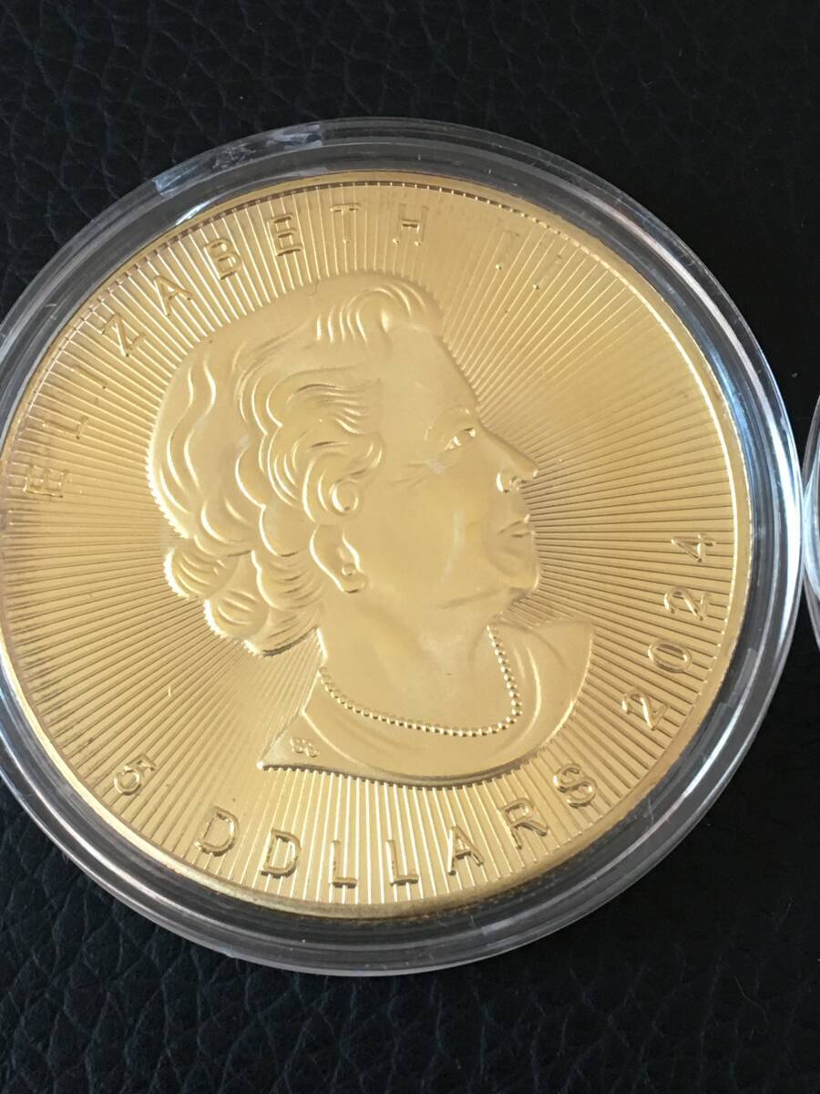 B32-18)海外丸形記念金貨、銀貨、コイン、メダル*2024年カナダ紅葉 モミジ*参考品 2枚、ゴールド色、シルバー各1枚_画像5