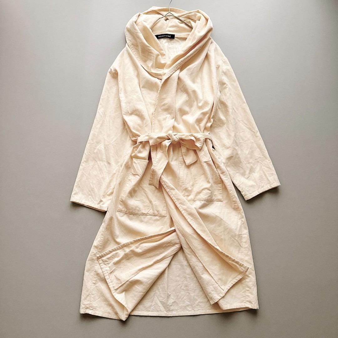 美品　mizuiro ind フーデッドロングコート ガウン　生成り 日本製_画像2