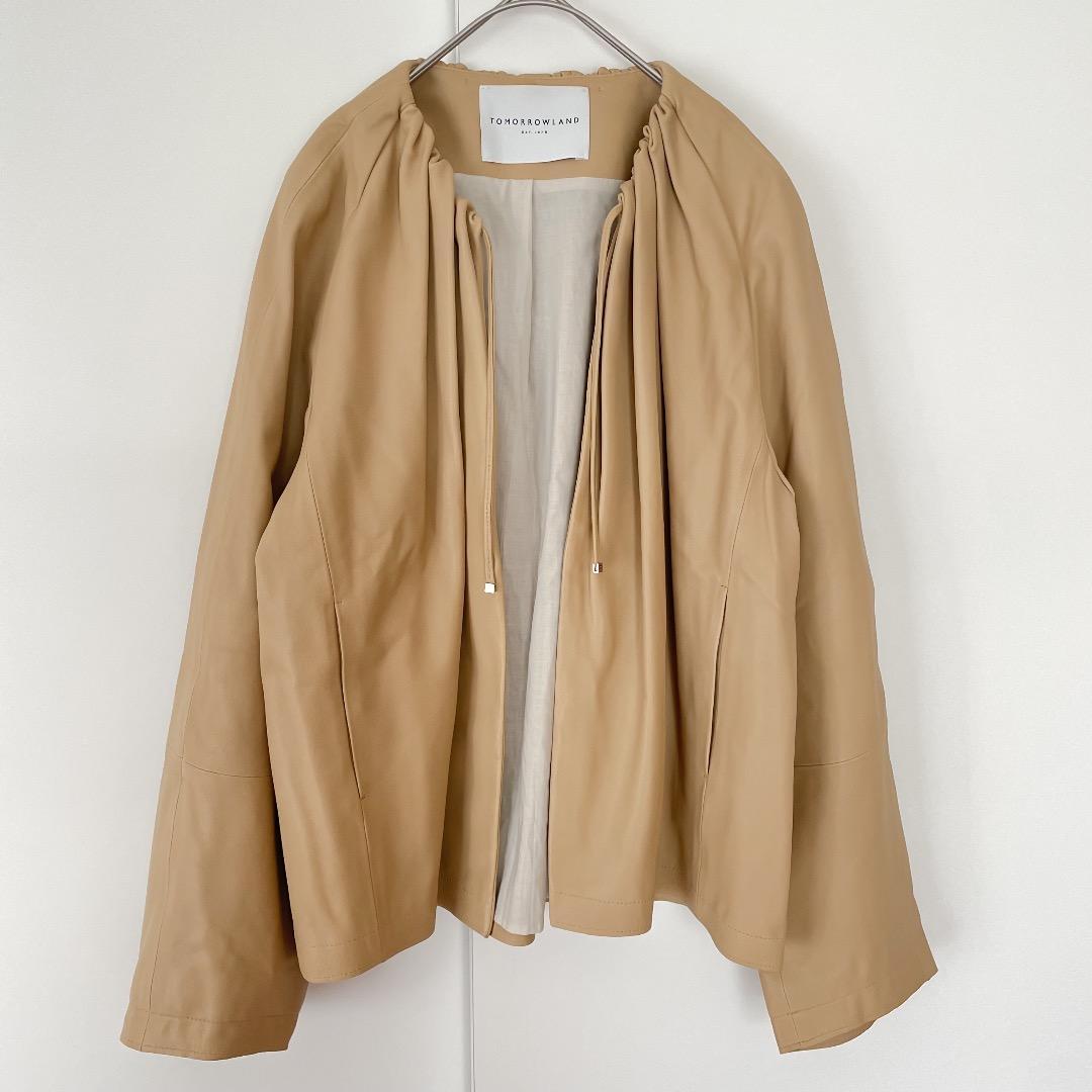 トゥモローランド　ラムレザージャケット ノーカラー　羊革　M ボールジィ　美品_画像2