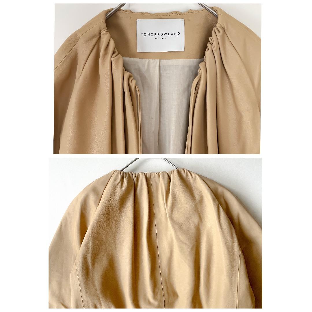 トゥモローランド　ラムレザージャケット ノーカラー　羊革　M ボールジィ　美品_画像6