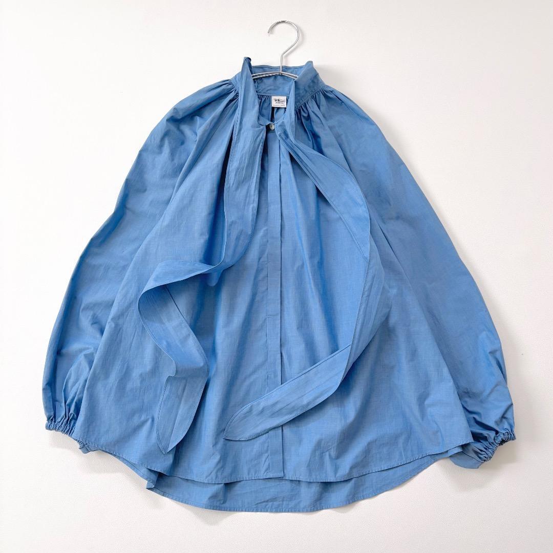 23SS 美品　RonHerman ボウタイブラウス コットン 水色 ふんわり袖_画像3