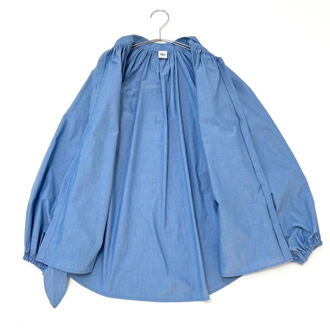 23SS 美品　RonHerman ボウタイブラウス コットン 水色 ふんわり袖_画像4