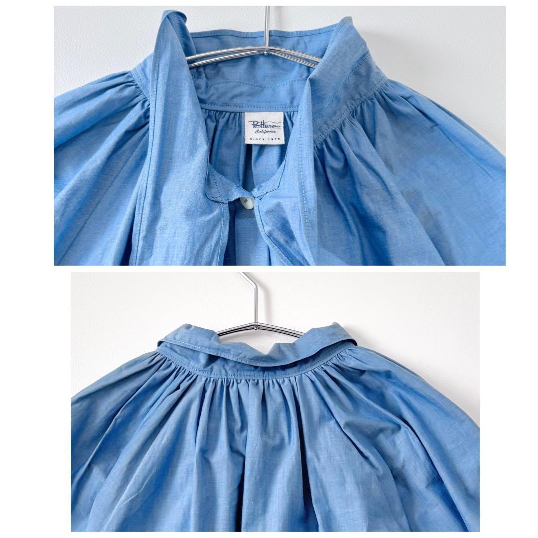 23SS 美品　RonHerman ボウタイブラウス コットン 水色 ふんわり袖_画像6