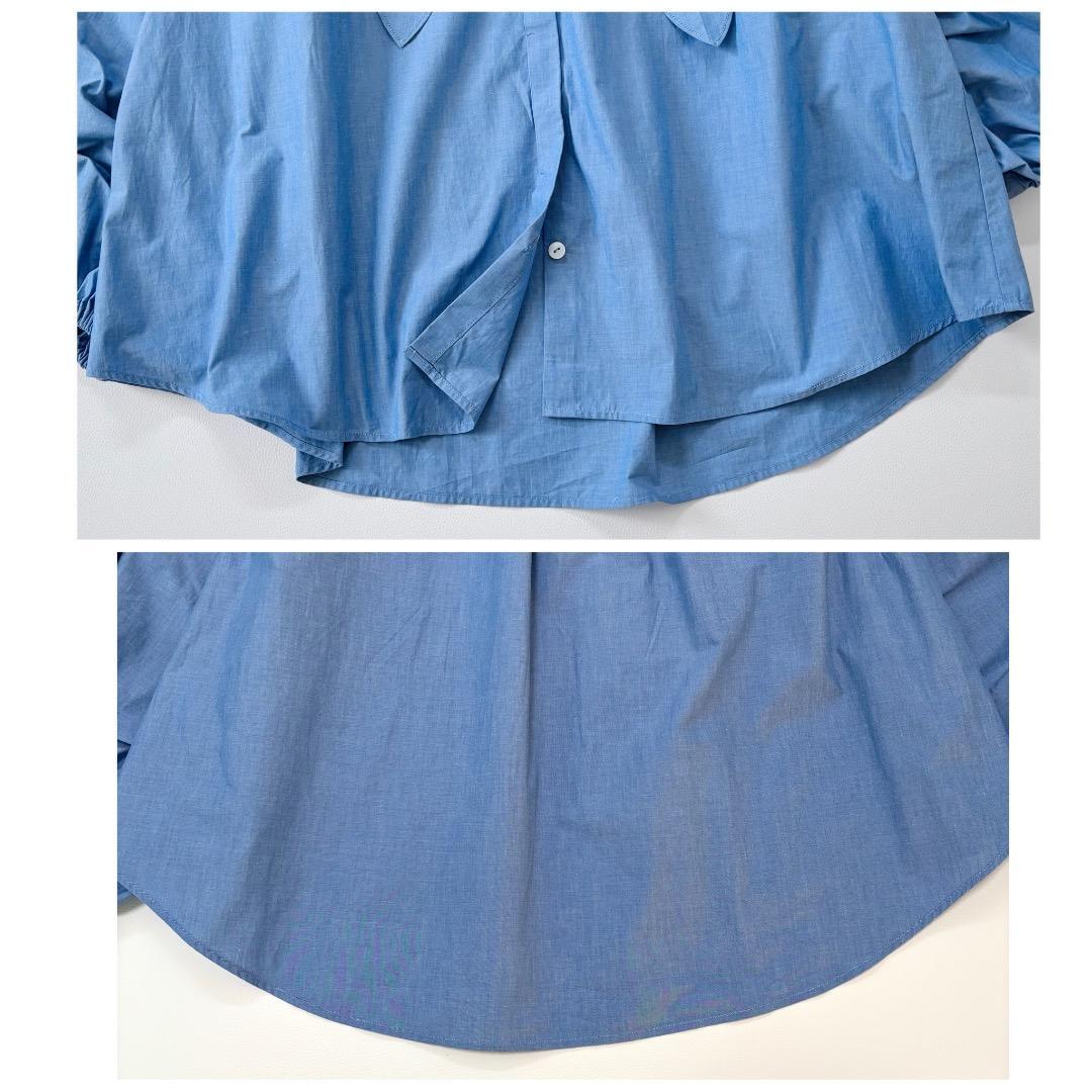 23SS 美品　RonHerman ボウタイブラウス コットン 水色 ふんわり袖_画像7