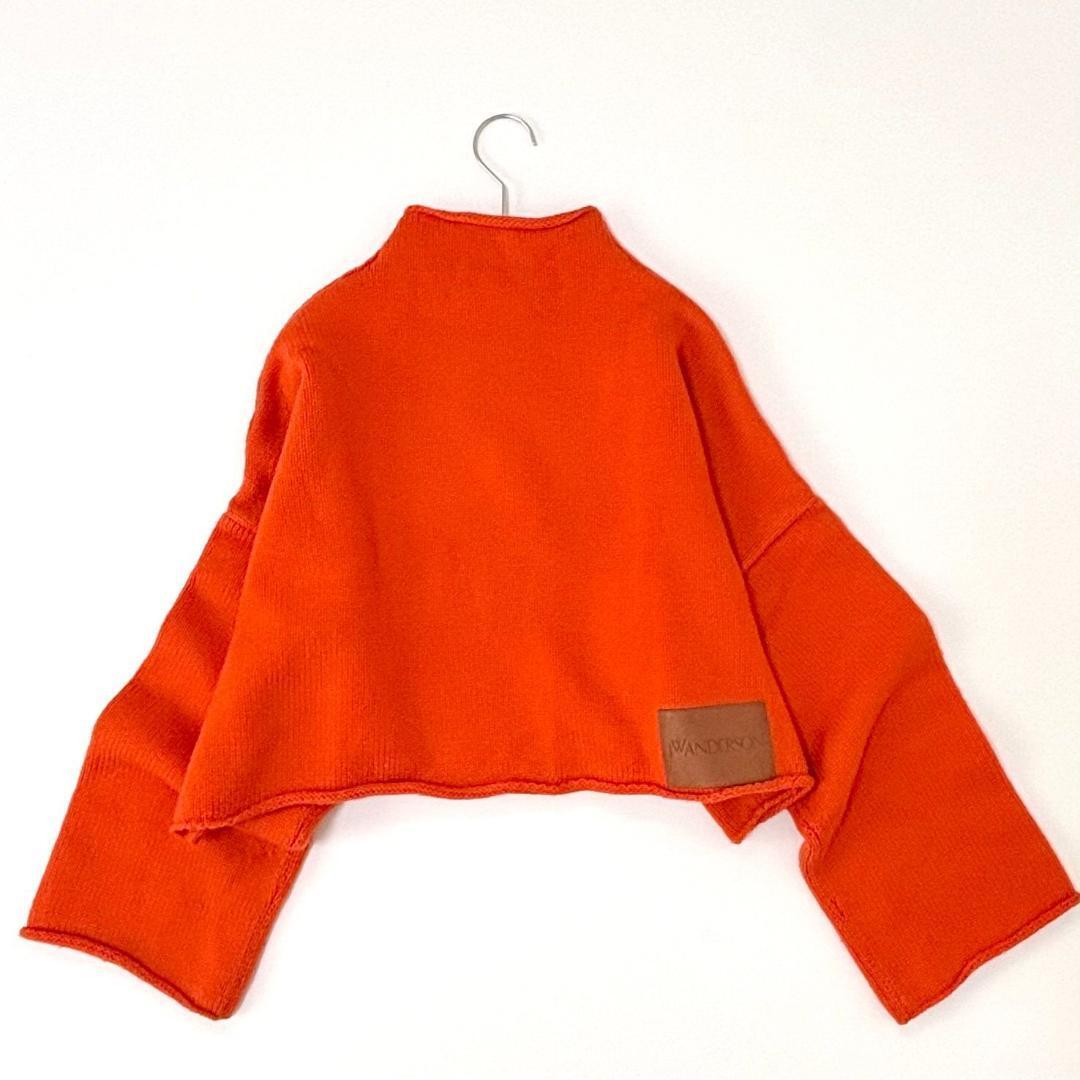 JW ANDERSON ウールカシミヤ混クロップドニット レザーパッチ オレンジ_画像1