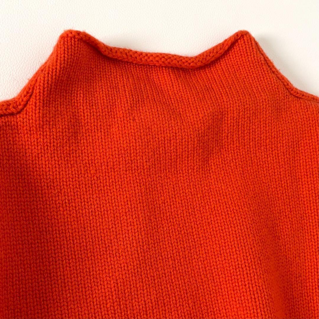 JW ANDERSON ウールカシミヤ混クロップドニット レザーパッチ オレンジ_画像6