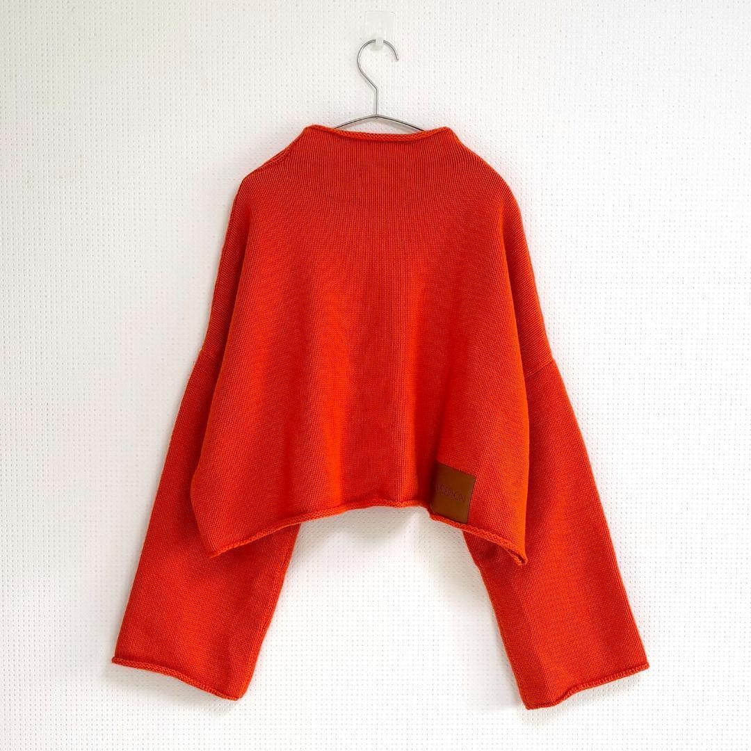 JW ANDERSON ウールカシミヤ混クロップドニット レザーパッチ オレンジ_画像10