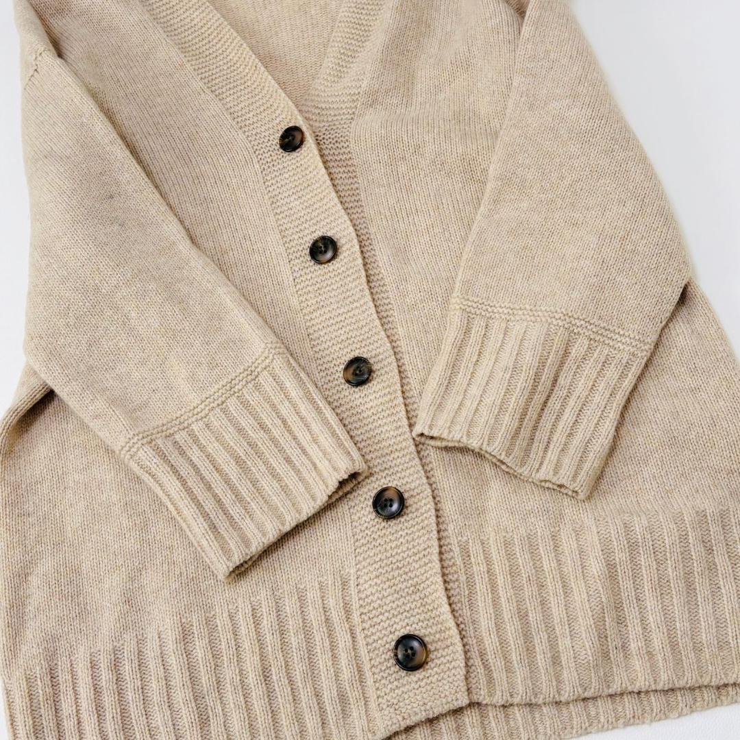 美品　INED イネド　Vネックカーディガン ベージュ ウール　軽量　ふわり　M_画像9