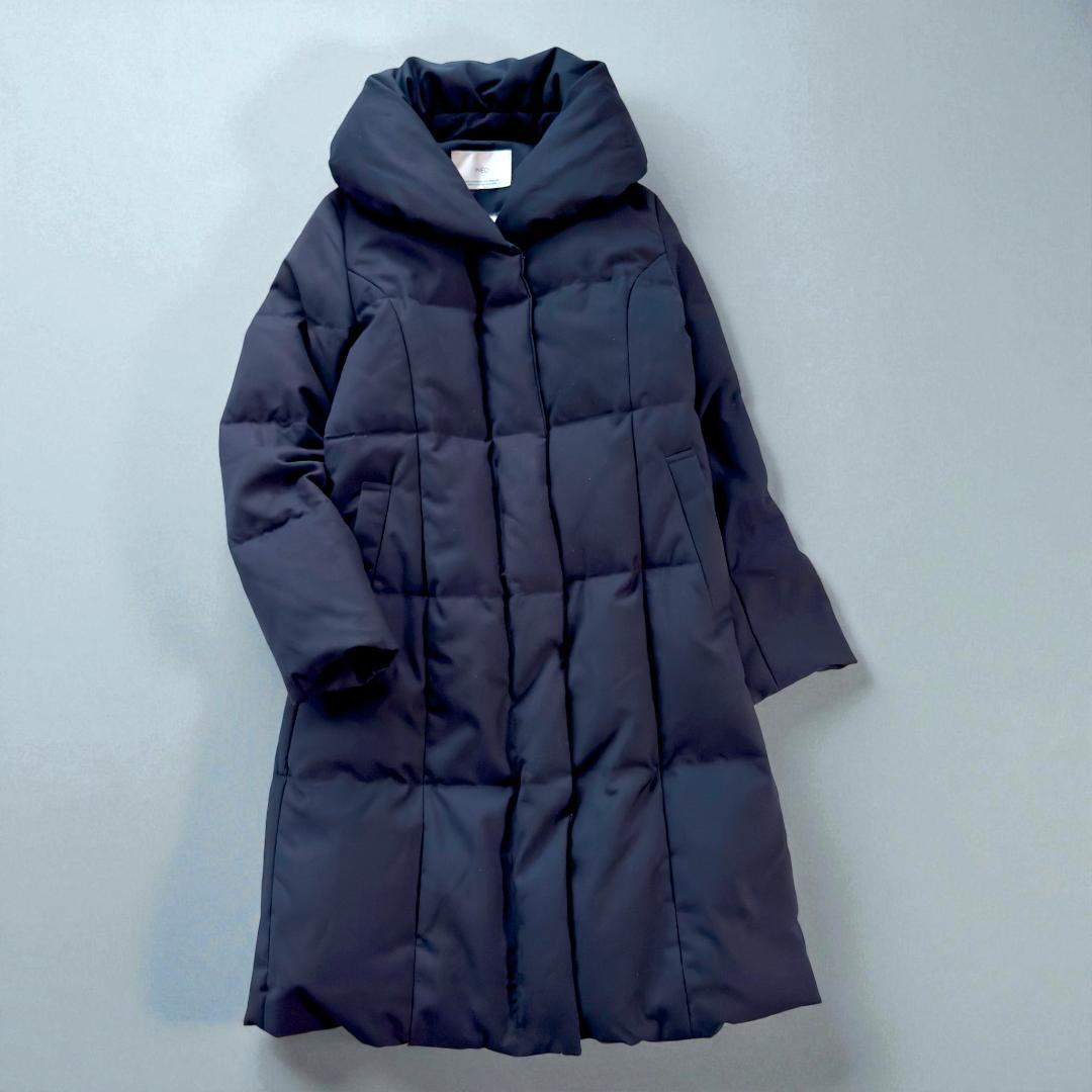 イネド　INED ダウンコート ネイビー　ショールカラー　軽量 暖かい　M 美品_画像2