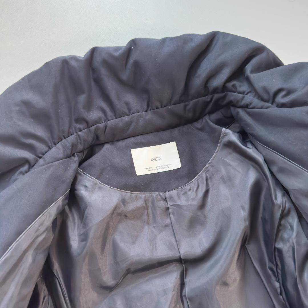 イネド　INED ダウンコート ネイビー　ショールカラー　軽量 暖かい　M 美品_画像4