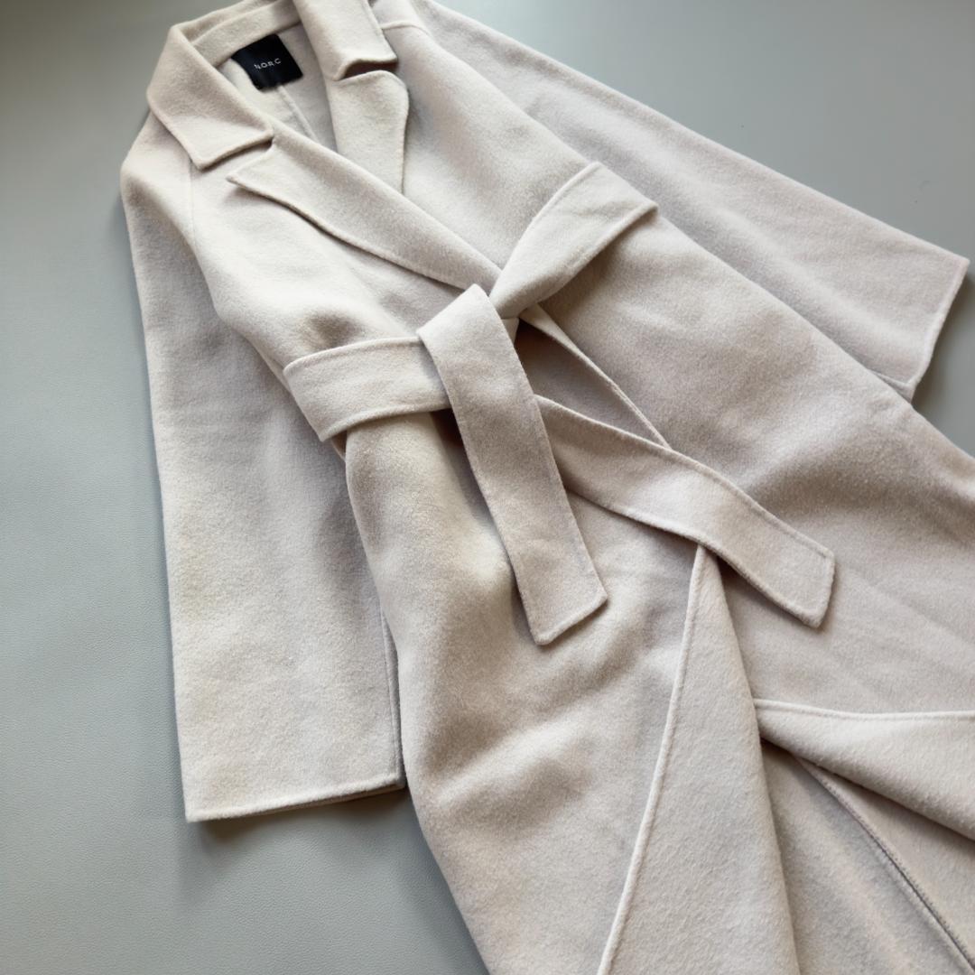 美品　N.O.R.C ノーカラー ロング ウールリバーコート ラベンダー　1_画像5