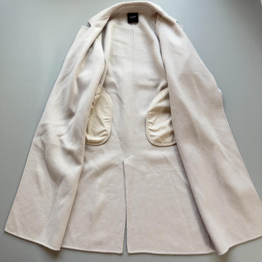 美品　N.O.R.C ノーカラー ロング ウールリバーコート ラベンダー　1_画像7