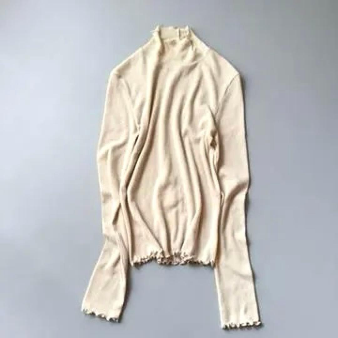 ロンハーマン　Ron Herman リブ ハイネック トップス　ベージュ　美品_画像1