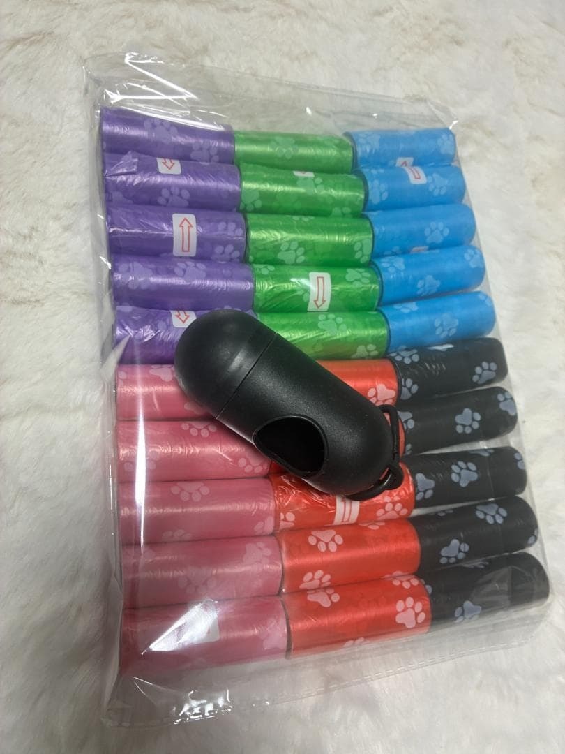 うんち袋 オムツ 肉球柄 ペット 赤ちゃん 防災 ロールタイプ 30本　マナー袋 大量 お得 消臭 お散歩 ベビー おむつ処理袋 にくきゅう柄_画像4