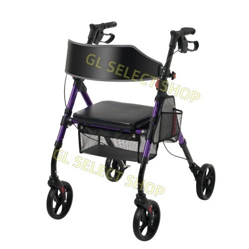  ходунки ходьба машина коляска для пожилых уличный для складной возможность сиденье имеется 4 колесо с роликами . покупка машина ручная тележка уход пожилые люди [ лиловый ]