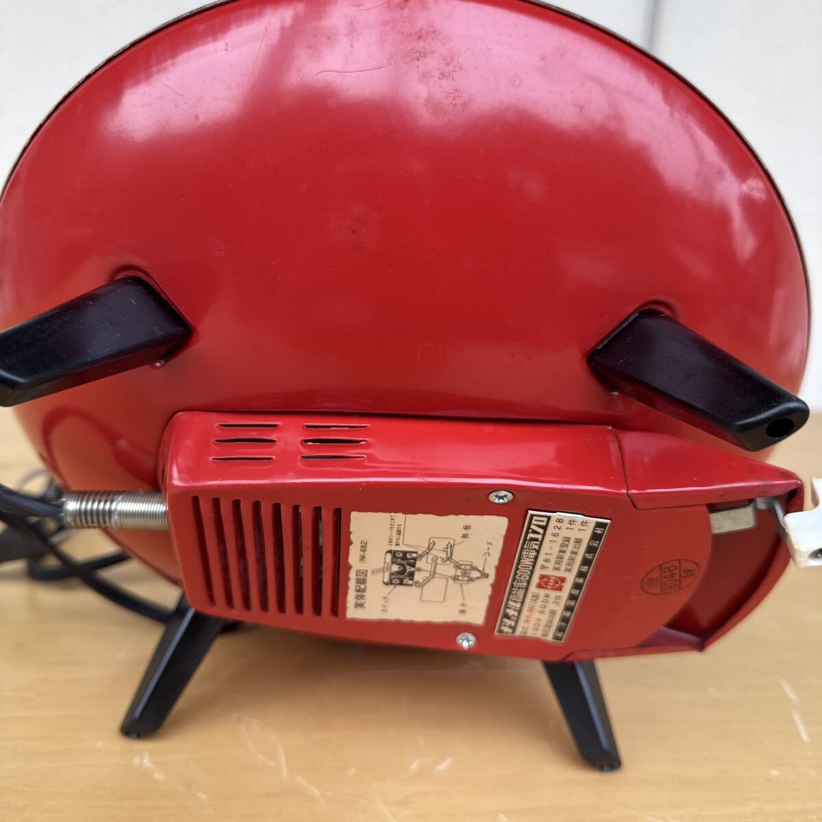ナショナル　高能率600Wコンロ　丸型　NK-682 松下電気産業株式会社　赤　 昭和レトロ　電源動作確認済み_画像4