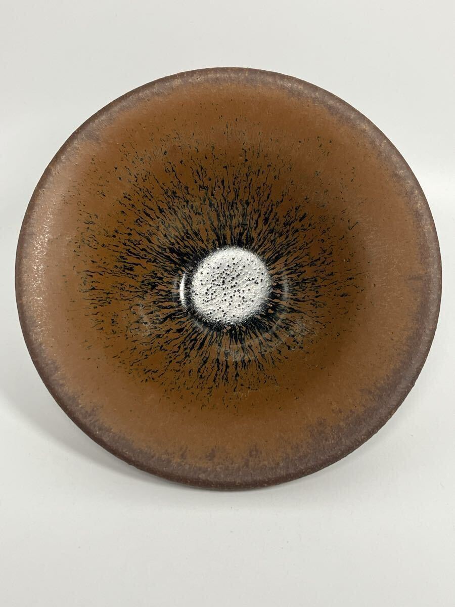 時代物 唐物 天目茶碗 木製真塗天目台 茶道具 仕覆桐箱付 _画像3