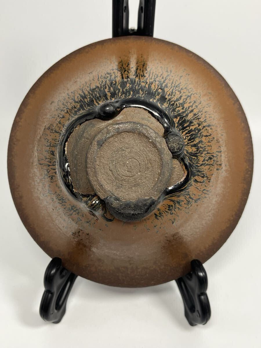 時代物 唐物 天目茶碗 木製真塗天目台 茶道具 仕覆桐箱付 _画像7