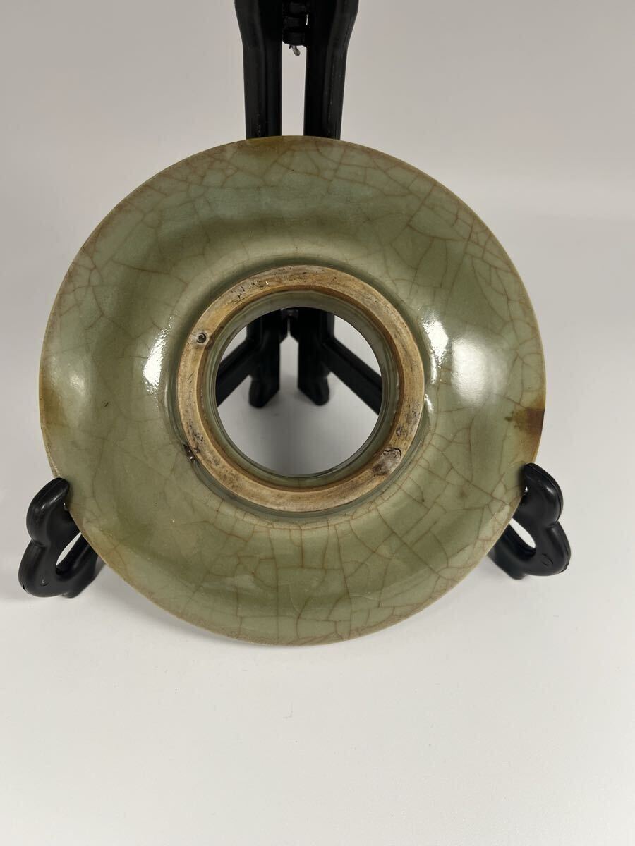 時代物 唐物 天目茶碗 建窯 兎亳 青磁天目台 茶道具 仕覆桐箱付 _画像10