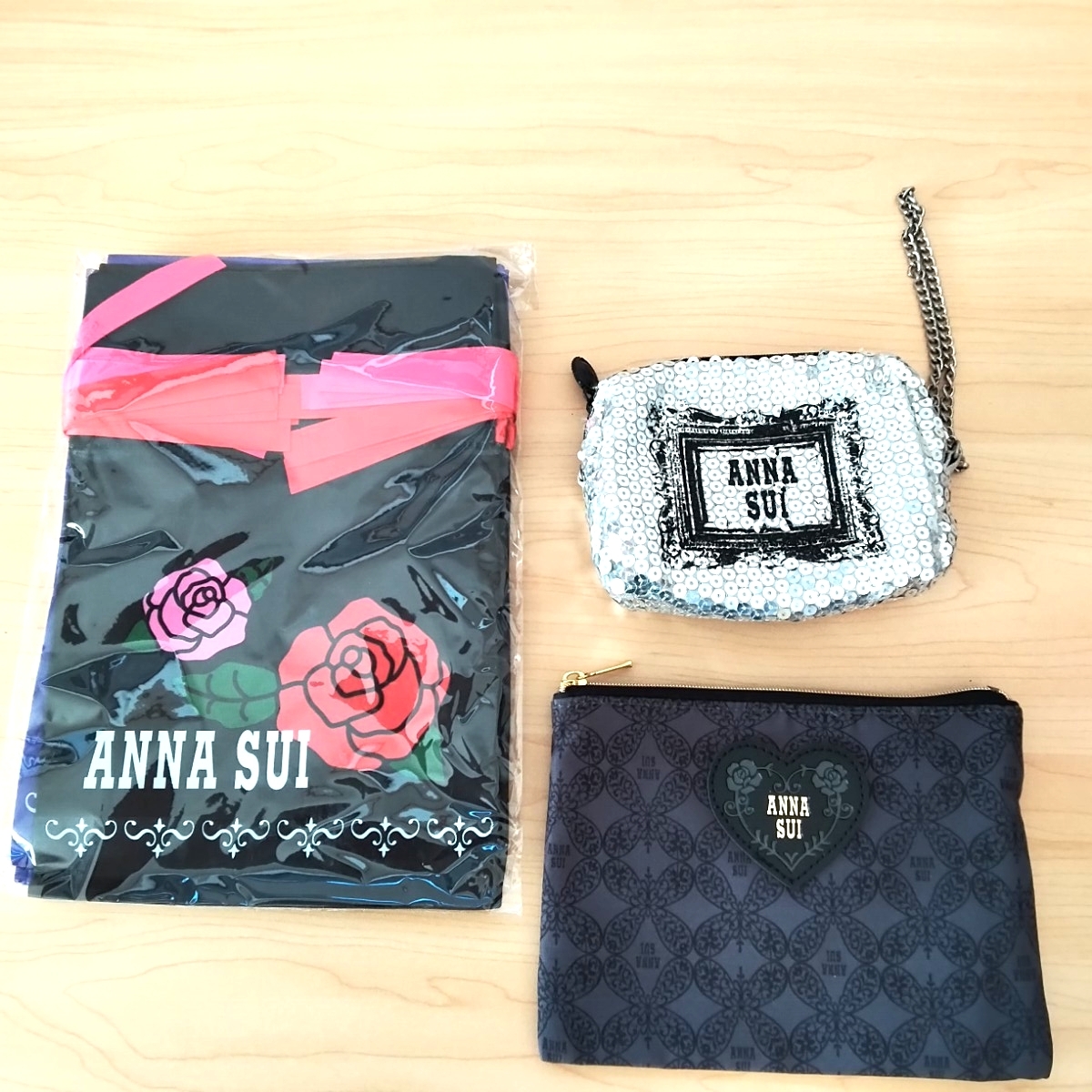 アナスイ　雑貨まとめ　ANNA SUI 　ポーチ　扇子　マスクケース　巾着袋　鏡　マスキングテープ　K−41_画像3