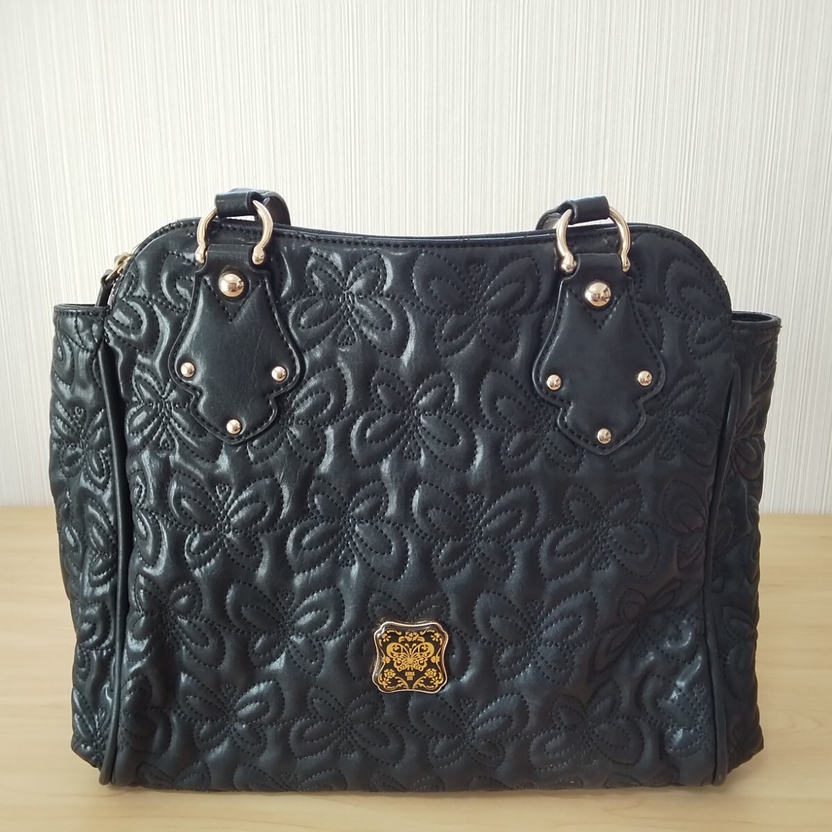アナスイ トートバッグ　 ブラック　 ショルダーバッグ　 ANNA SUI　K−55_画像1