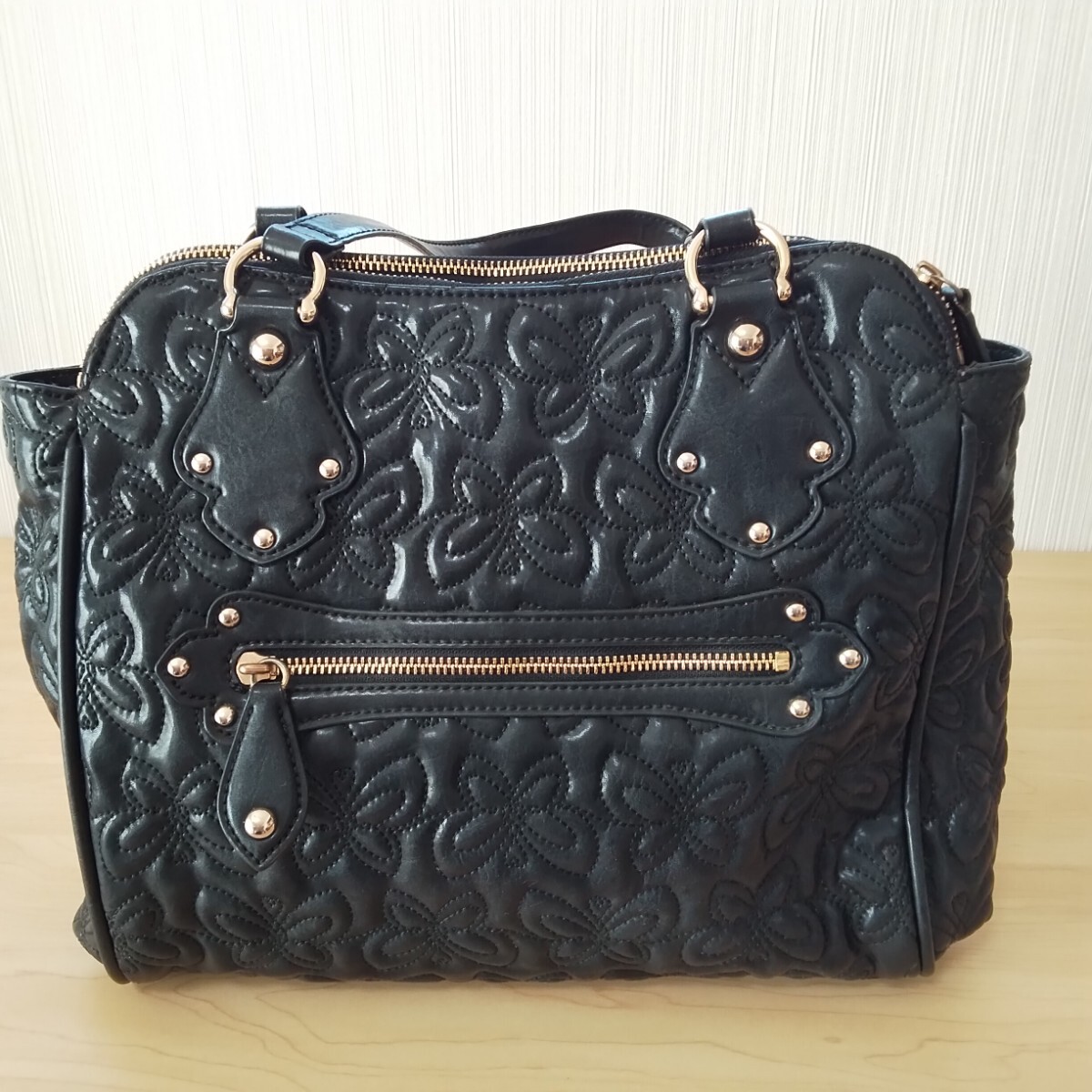 アナスイ トートバッグ　 ブラック　 ショルダーバッグ　 ANNA SUI　K−55_画像2