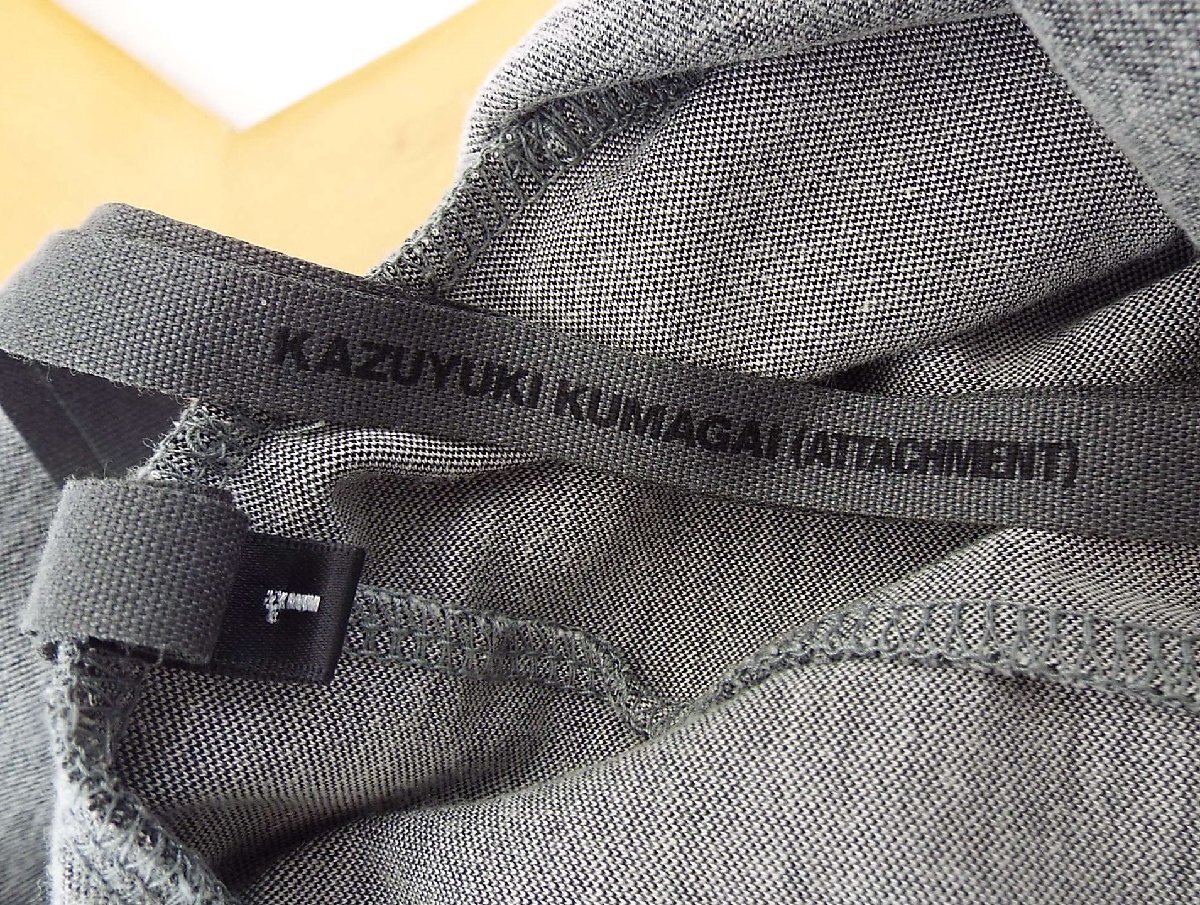 R378〇KAZUYUKI KUMAGAI ATTACHMENT/カズユキクマガイアタッチメント ロングスリーブTシャツ ロンT タートルネック 切りっぱなし グレー 1_画像3