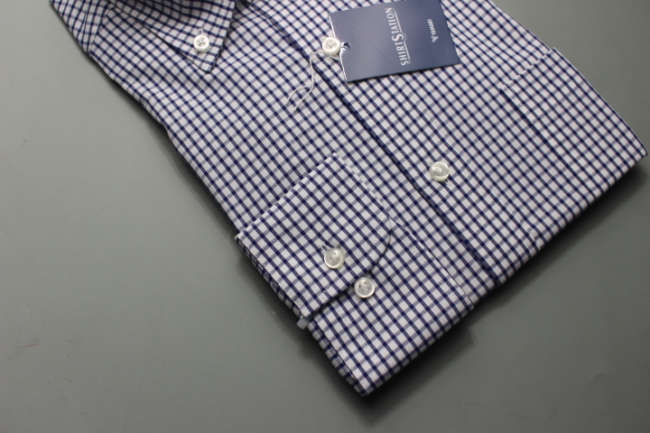 送料185円【新品】SHIRT STATION(山喜) BDワイシャツ /オックスフォード/綿100％/イージーケア　M(39-82)紺ウィンドウペン007/UND109(7B746_画像3