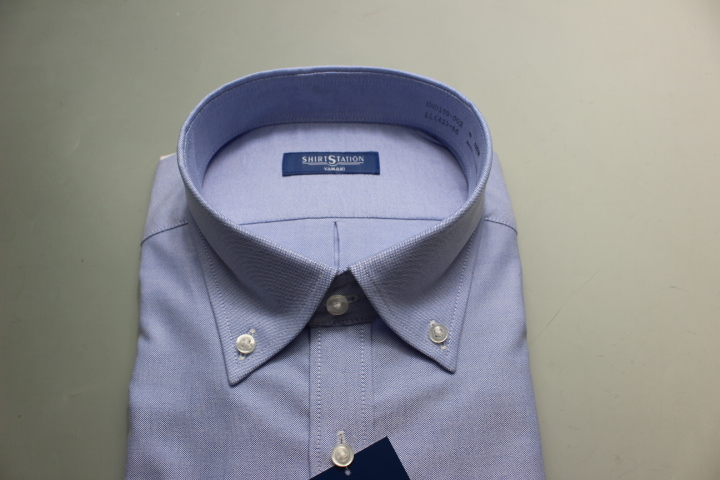 送料185円【新品】SHIRT STATION(山喜) BDワイシャツ /オックスフォード/綿100%/イージーケア LL(43-86) サックス無地002/UND109(7C997_画像1