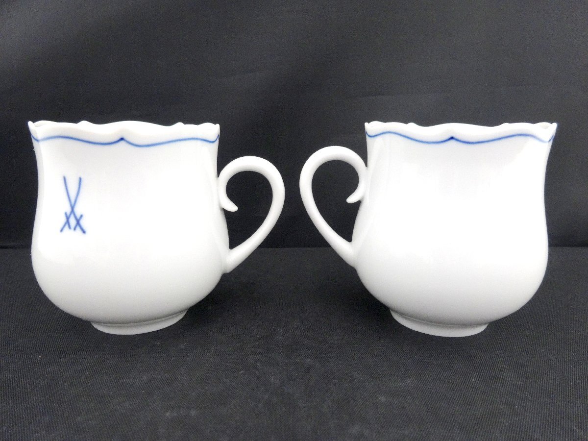 Meissen Meissen .. Mark cup & блюдце 2 покупатель Logo белый × оттенок голубого чайная посуда посуда стол одежда бренд 1 иен ~ T0485