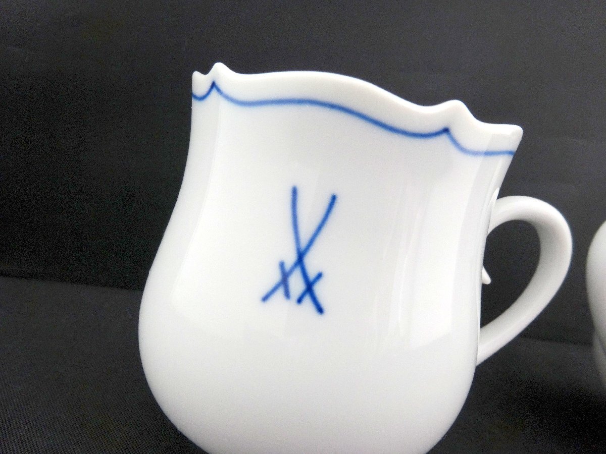 Meissen Meissen .. Mark cup & блюдце 2 покупатель Logo белый × оттенок голубого чайная посуда посуда стол одежда бренд 1 иен ~ T0485