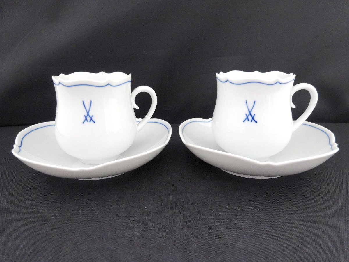 Meissen Meissen .. Mark cup & блюдце 2 покупатель Logo белый × оттенок голубого чайная посуда посуда стол одежда бренд 1 иен ~ T0485