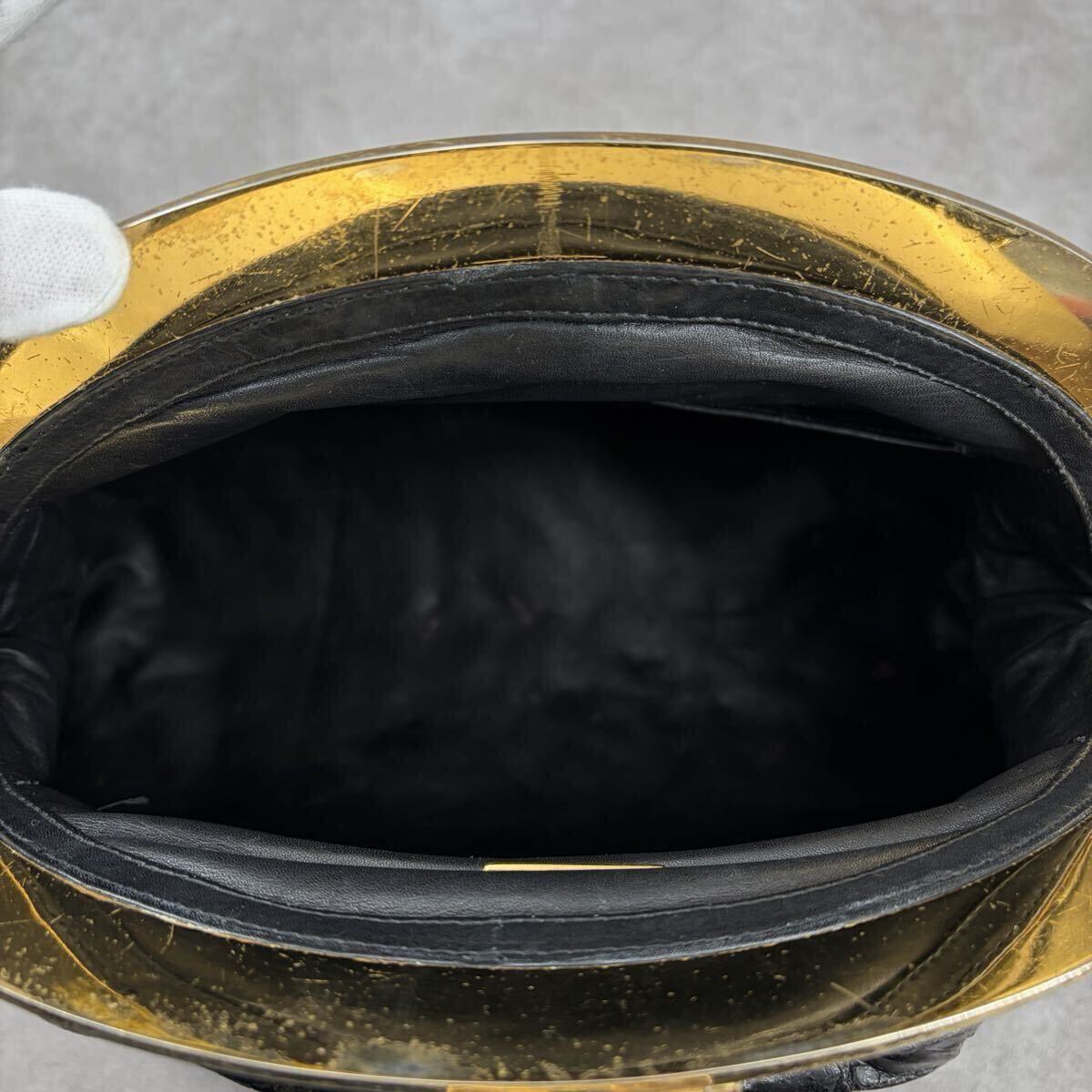 【希少/リアル】クロコダイル トートバッグ ボストン ワニ革 シャイニング アンティーク金具 ストーン エキゾチックレザー ブラック 黒_画像9