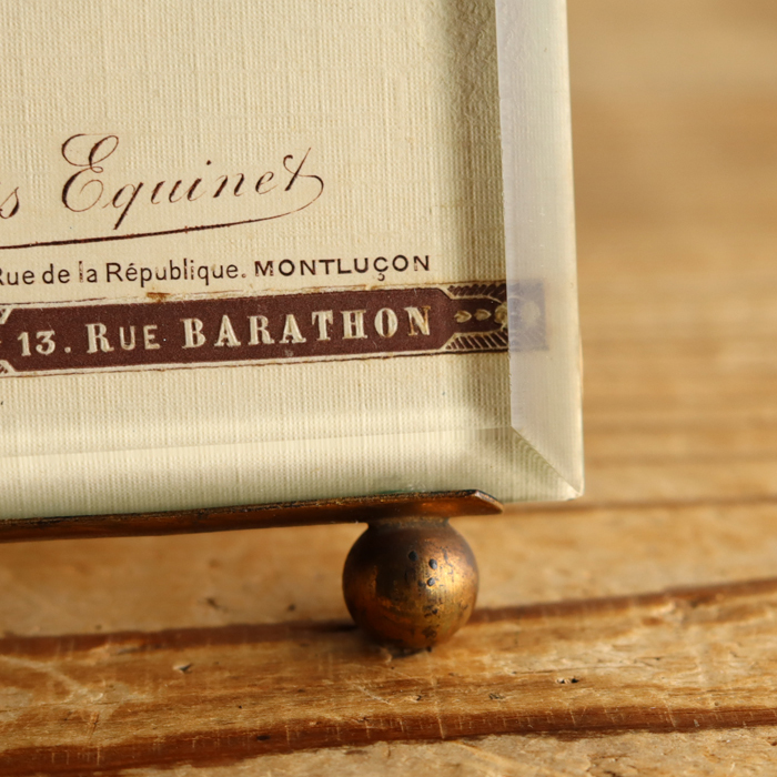 【827】フランス アンティーク 19世紀末～20世紀初頭 フォトフレーム リボン ルイ16世様式 ブロンズ 面取りガラス 写真立て 20×11cm_画像8