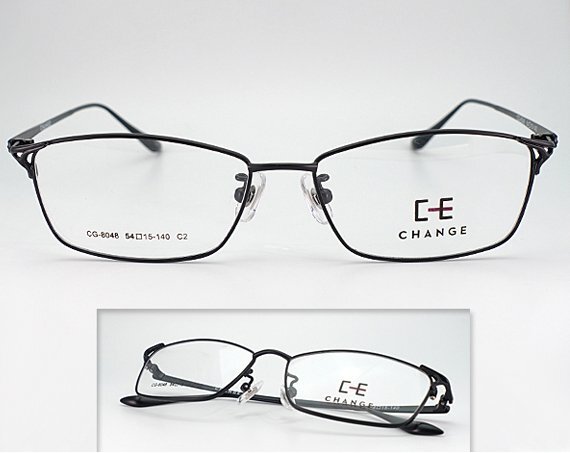 即決 眼鏡一式☆度入レンズ込★designメガネ★ CE CHANGE Eyewear スクエア メタル フルリム Black (近視、乱視、老眼、伊達 全て対応)_画像2