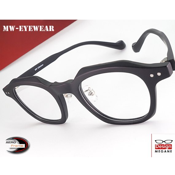 即決【眼鏡一式 度付レンズセット】★designメガネ★MW Collection M.Black ウェリントン型 度付き/度なし/伊達メガネ/ 【メガネ通販】_画像1