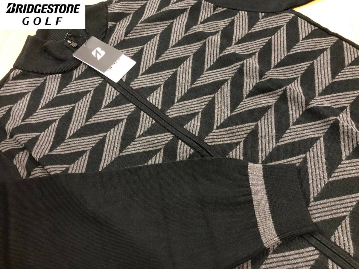 ・スピード発送 新品未使用 BRIDGESTONEGOLF(ブリヂストンゴルフ) 秋冬 ストレッチ 撥水 防風 +3℃ フルジップセーター ZGM01B(BK)Ｌ_画像1