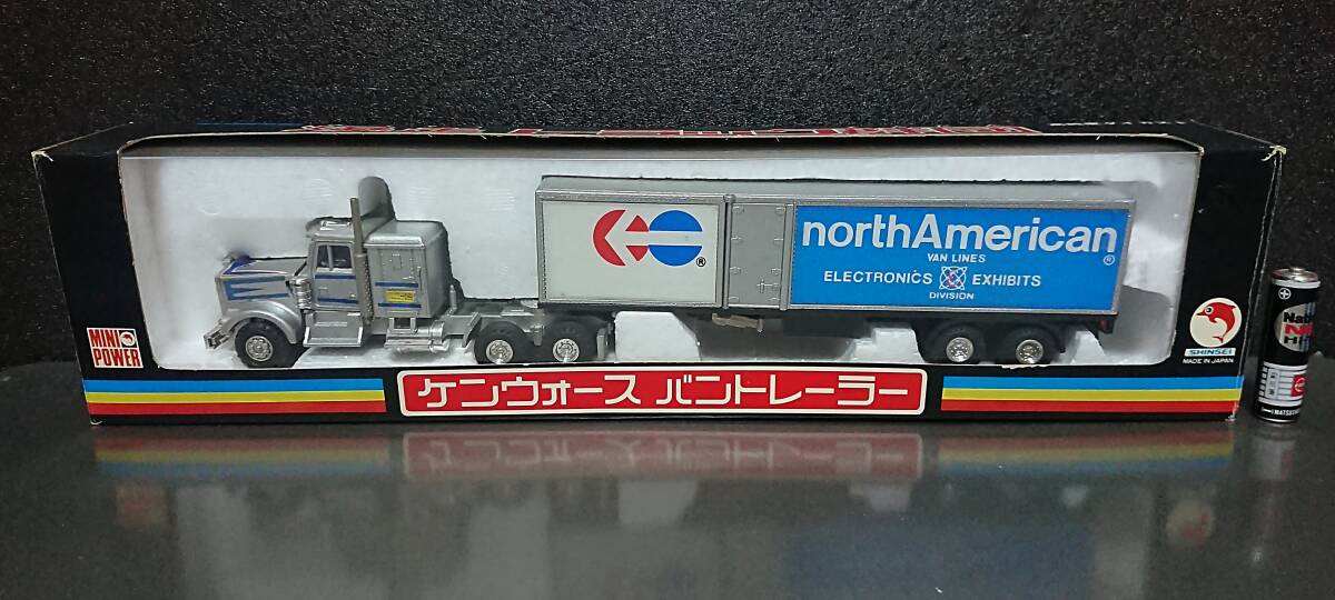 ☆1970～80年代 日本製 シンセイ 大型 ケンウォース バントレーラー 爆走 トラック群団 SHINSEI PANEL VAN TRAILER JAPAN ミニパワー_画像1