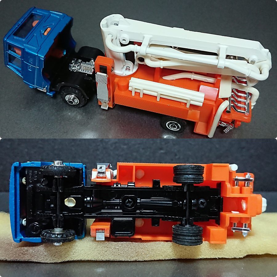 ☆ 未使用 可動部多数 1970～80年代 日本製 シンセイ 三菱 コンクリートポンプ車 ミニパワー JAPAN_画像9