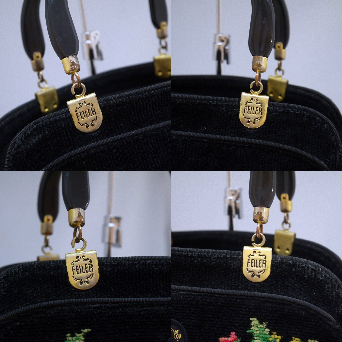 USED товар * товары долгосрочного хранения FEILER Feiler shu Neal тканый ручная сумочка черный цветочный принт женский повреждение большой 