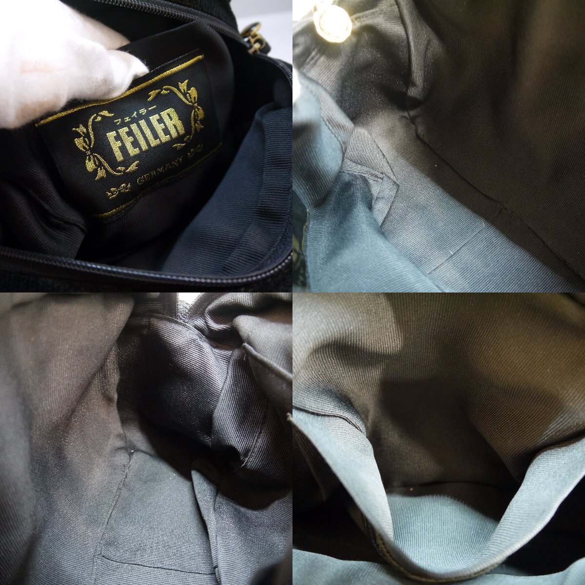 USED товар * товары долгосрочного хранения FEILER Feiler shu Neal тканый ручная сумочка черный цветочный принт женский повреждение большой 