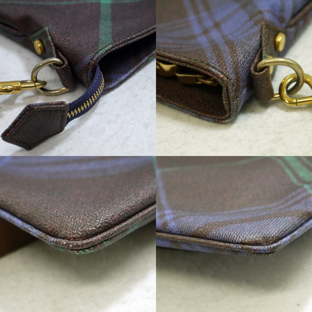 USED品・保管品 Vivienne Westwood ヴィヴィアンウエストウッド ショルダーバッグ PVC チェック柄 パープル系_画像7