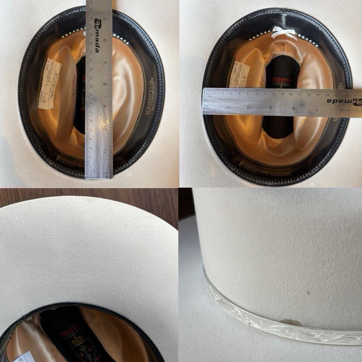 RESISTOL 200X ウエスタンハット ビーバーフェルト アイボリー サイズ7 カウボーイ USA 帽子_画像8