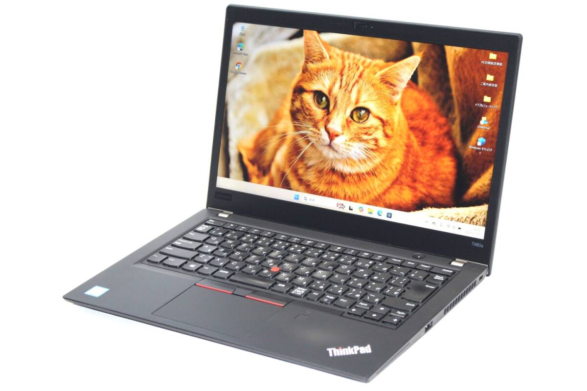 1円～ 外装バッテリー良好 ThinkPad T480s LTE i5-8250U 8G SSD256G 14.0FHD Win11 180度開閉液晶 ABA評価_画像1