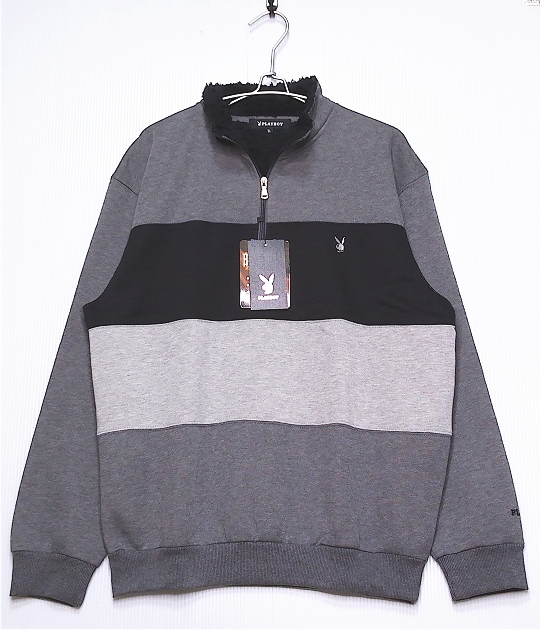 即決■★PLAYBOY/プレイボーイ★■裏起毛ハーフジップトレーナー：SIZE=4L_画像1