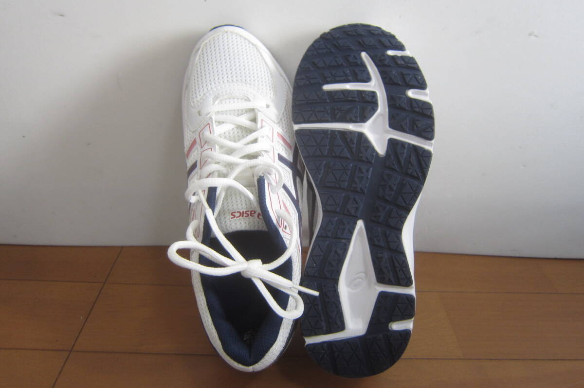 着用極少 asics アシックス TJG16I 靴 ランニングシューズ スニーカー 24㎝ 白×紺 O2511D_画像2