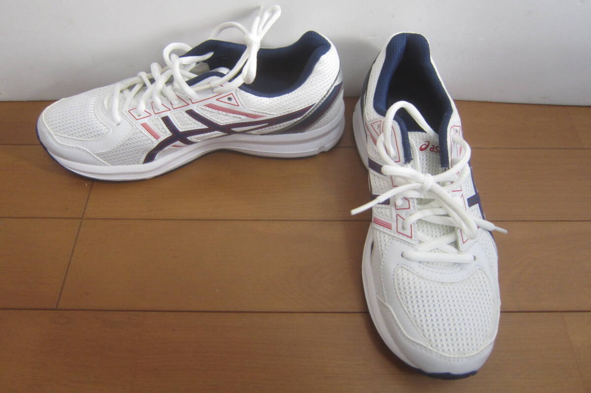着用極少 asics アシックス TJG16I 靴 ランニングシューズ スニーカー 24㎝ 白×紺 O2511D_画像1