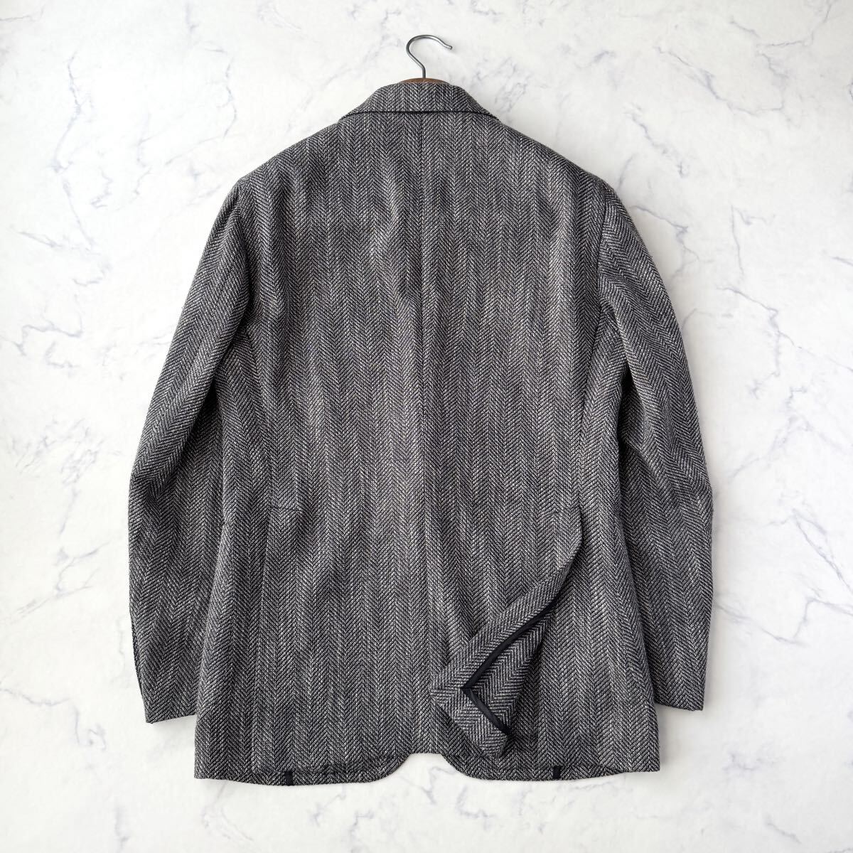 秋冬の主役◎定価約15万 TAGLIATORE タリアトーレ イタリア製 美品 ヘリンボーン ツイード テーラード ジャケット グレー 48 = M〜L相当!!_画像9
