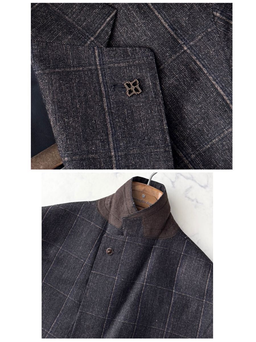 極上シルク×リネン混◎定価約16万 TAGLIATORE タリアトーレ Sartoriale サルトリアーレ テーラード ジャケット 絹 麻 ブラウン 46 M相当!!_画像6